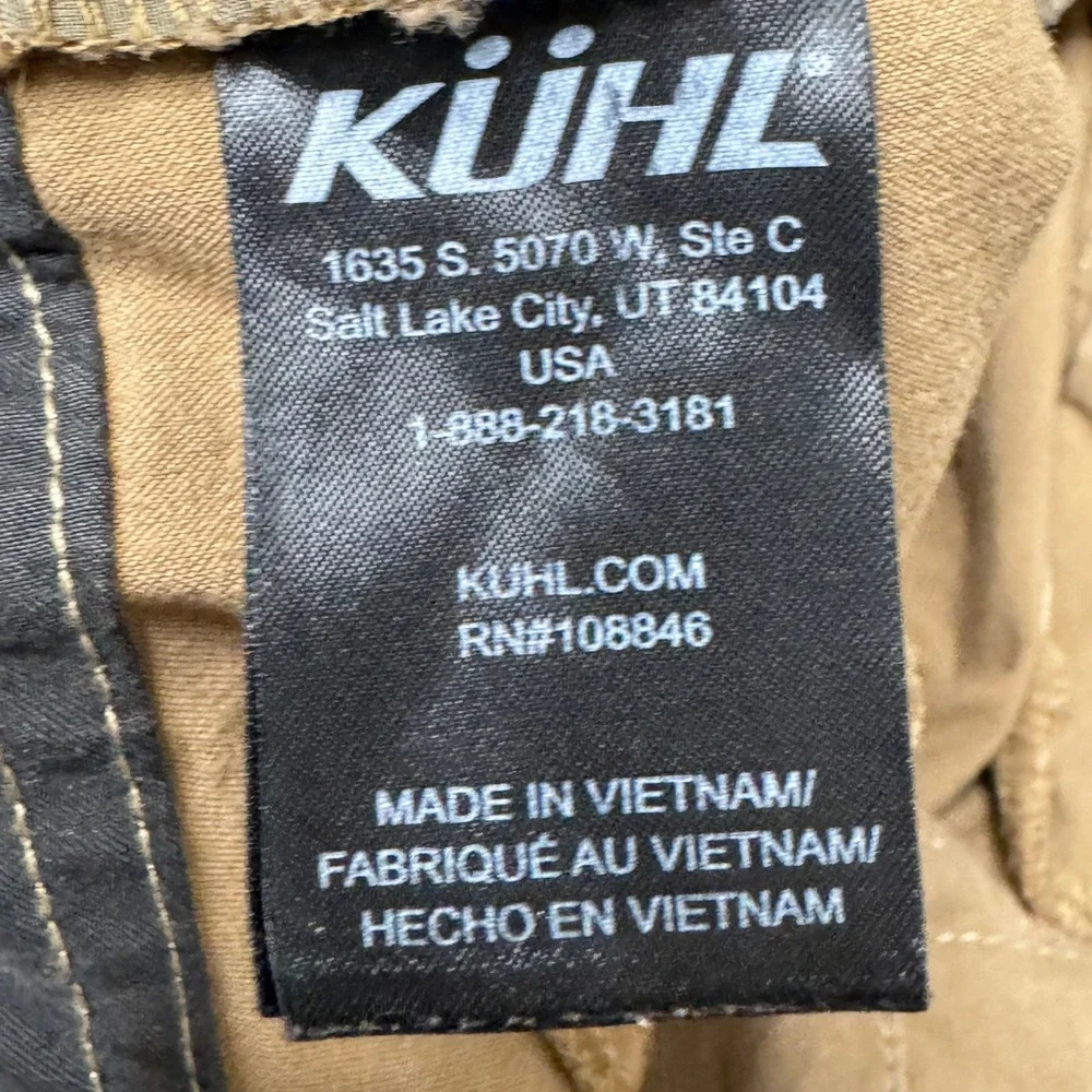Kuhl Slax Pants Mens 38x32 Tan Enduro Fabric Klassik Fit Hiking Chino Brown